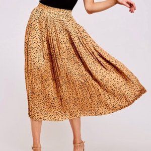 Vine & Love Black/Cream Pleated Speckled Midi Skirt Sz M